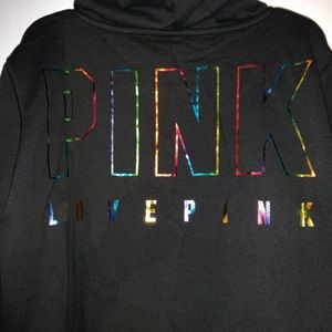 NWT VS PINK RAINBOW FOIL FULL ZIP, Large